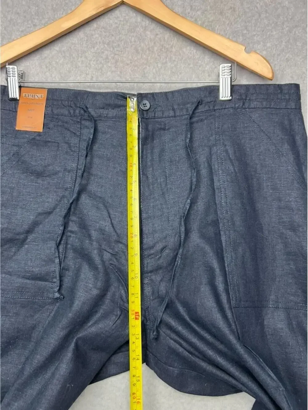 Trust Mens Capri Pants 36 Navy Linen Rayon Cargo Messenger Beach Y2K Cruise New